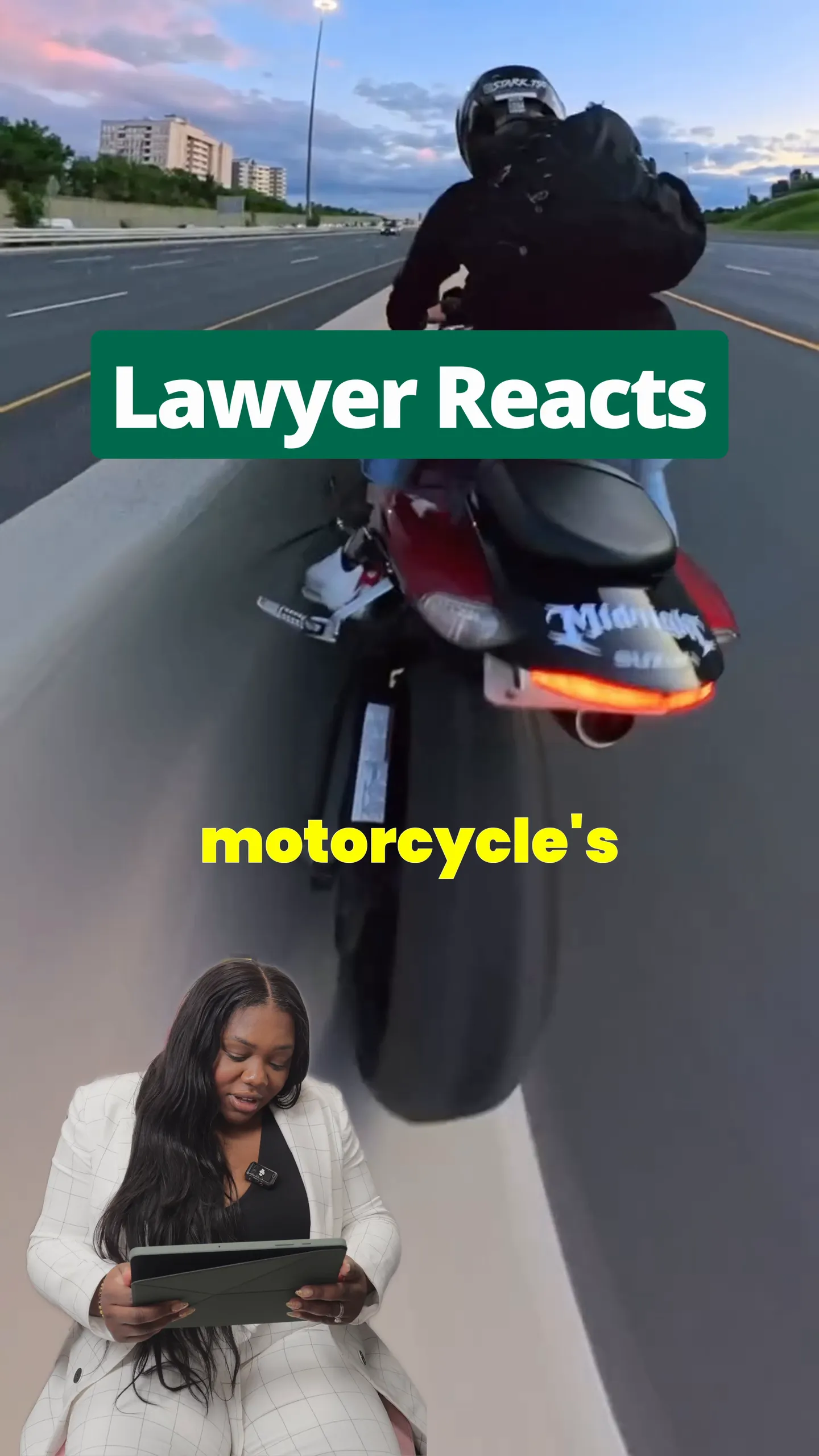 A Lawyer Reacts video: an attorney watching motorcycle crash footage